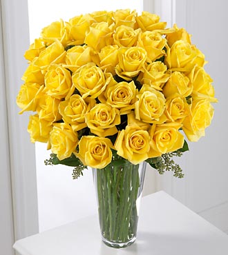 51 Yellow Roses Vase Arrangement